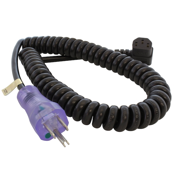 Ac Works UP to 6.5ft 10A 18/3 Coiled Medical Grade Power Cord with Right C13 Connector MDC515RC13-V1 - main